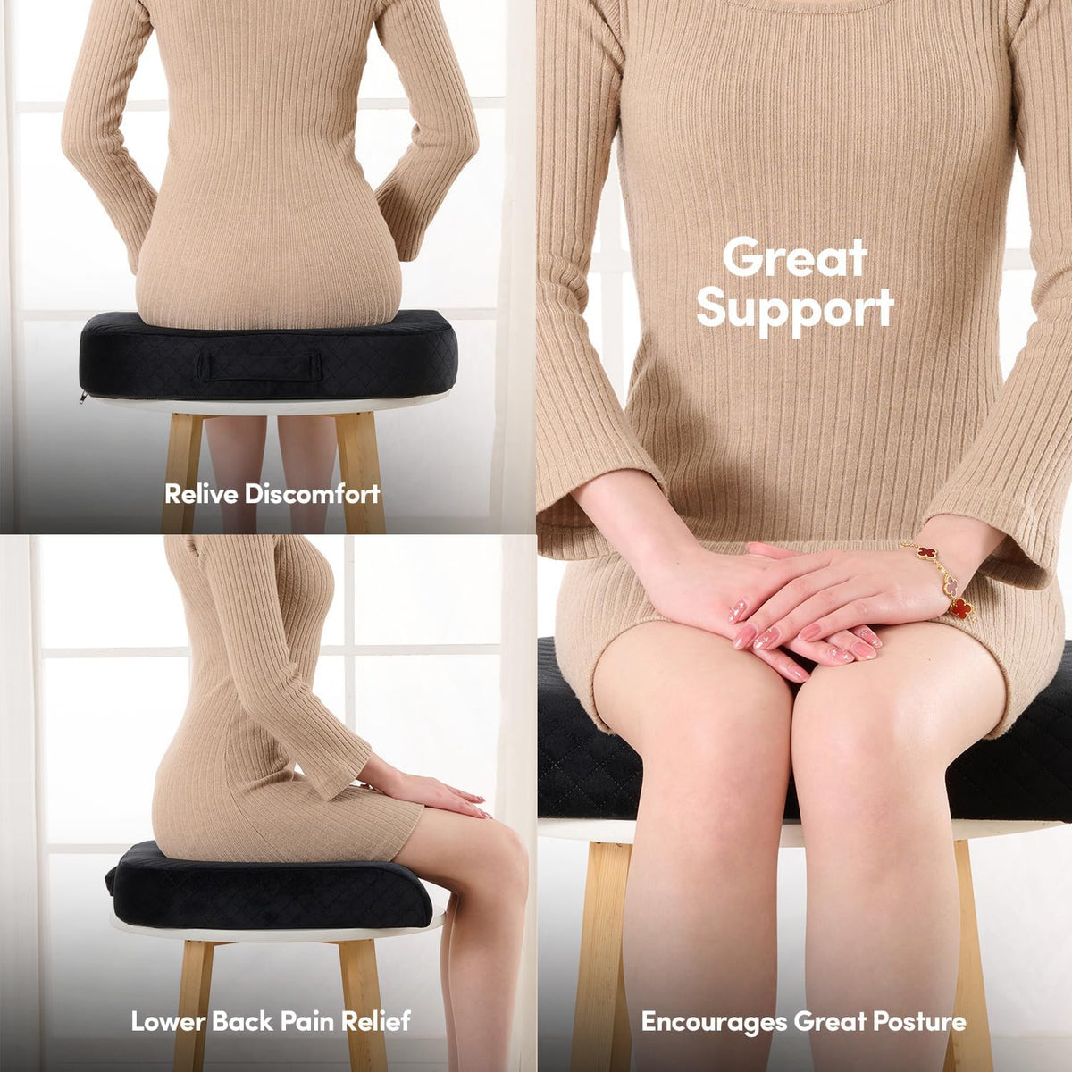 Extra Large Seat Cushion for Office Chair - Ergonomic Pillow for Desk Chair, Wheelchair, Airplane, Stadium, Car Seat, Gamers – Non-Slip Support Pad for Work, Automotive & Mobility, 19" x 17" x 3"