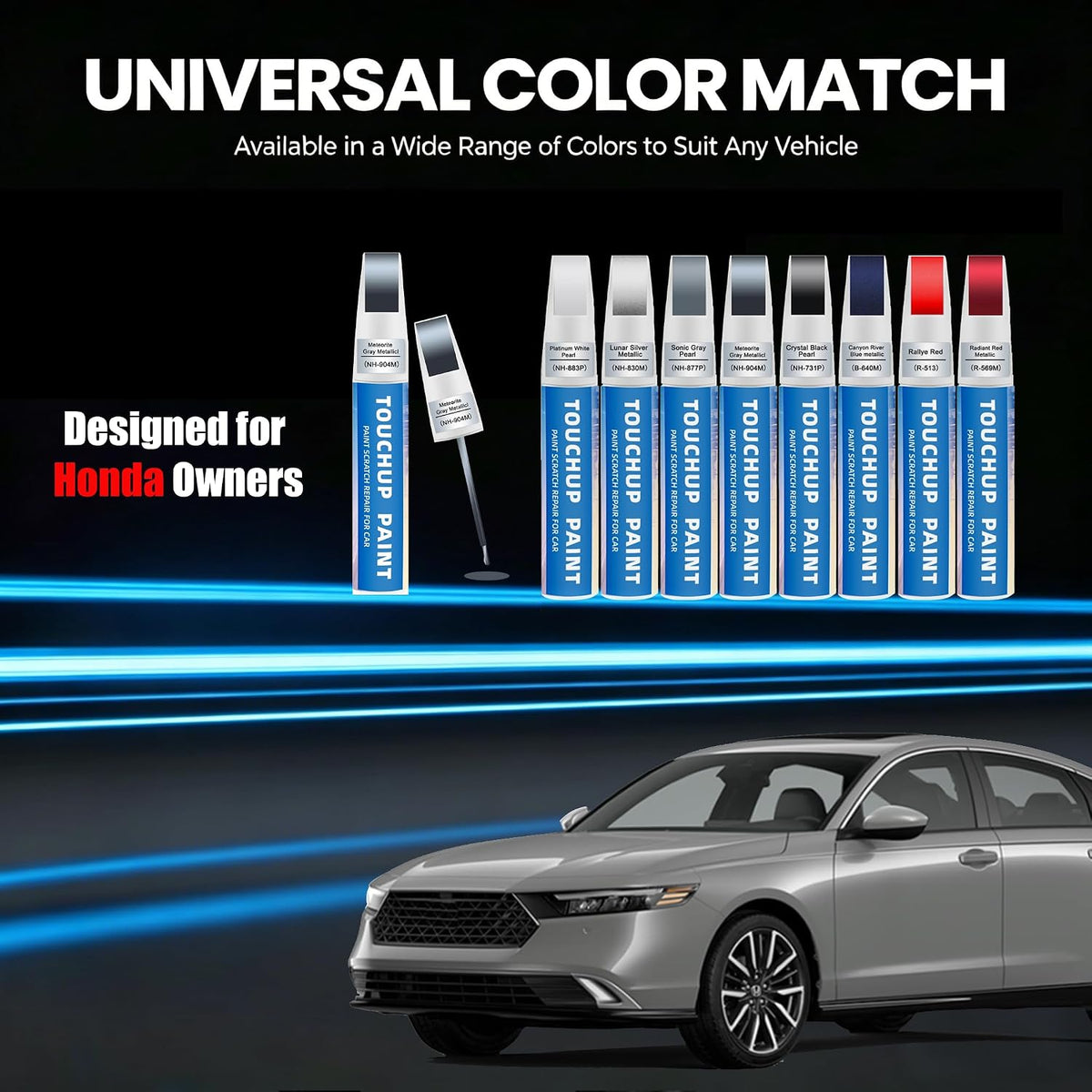Meteorite Grey Metallic Touch Up Paint 2-in-1 Scratch Repair Pen for Honda