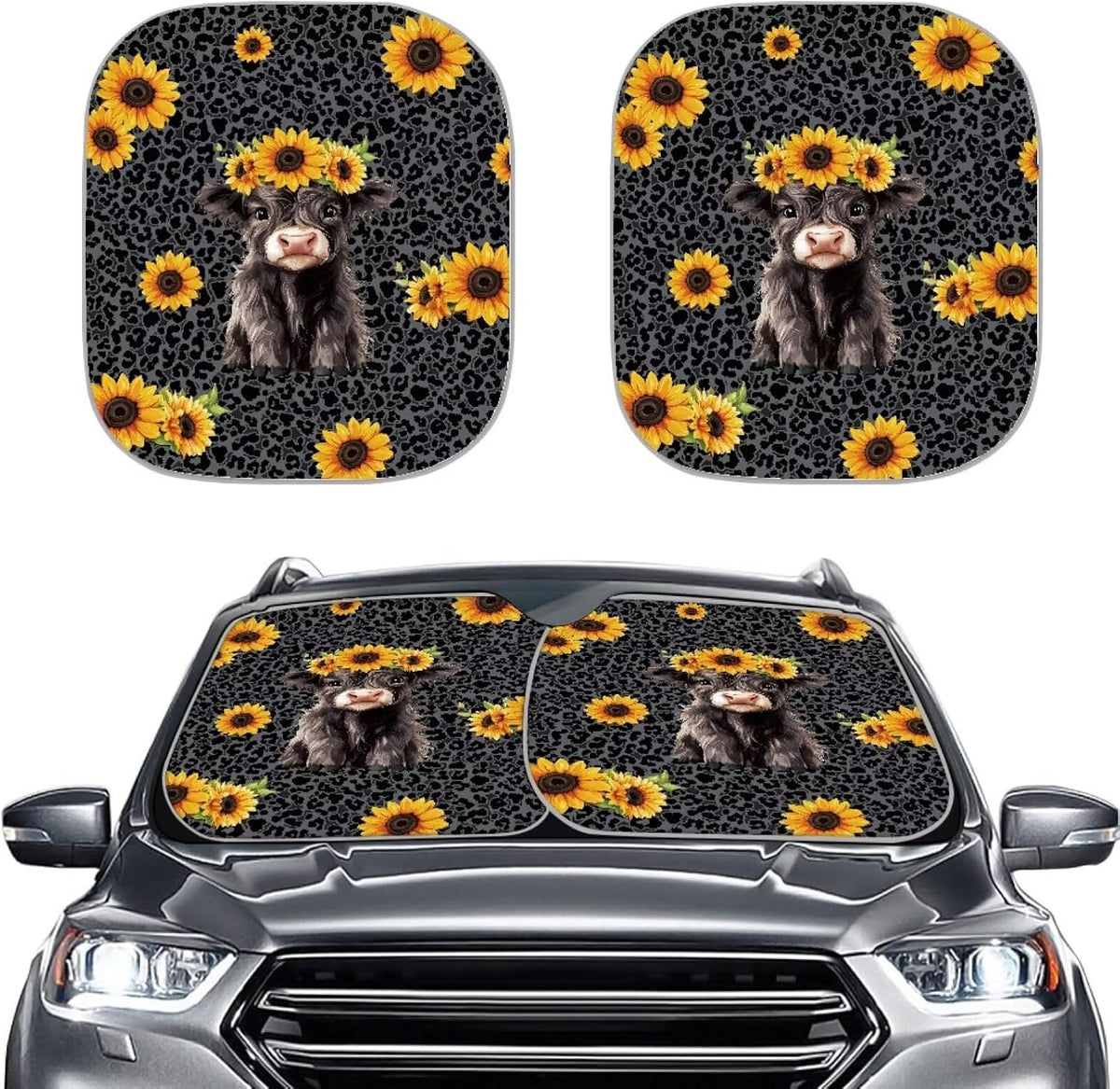 Pink Groovy Flower Car Windshield Sun Shade 2 Piece Foldable Car Sun Shade Windshield Cover Sunshade Blocks UV Rays Sun Visor Protector Automotive Interior Sun Protection Accessories