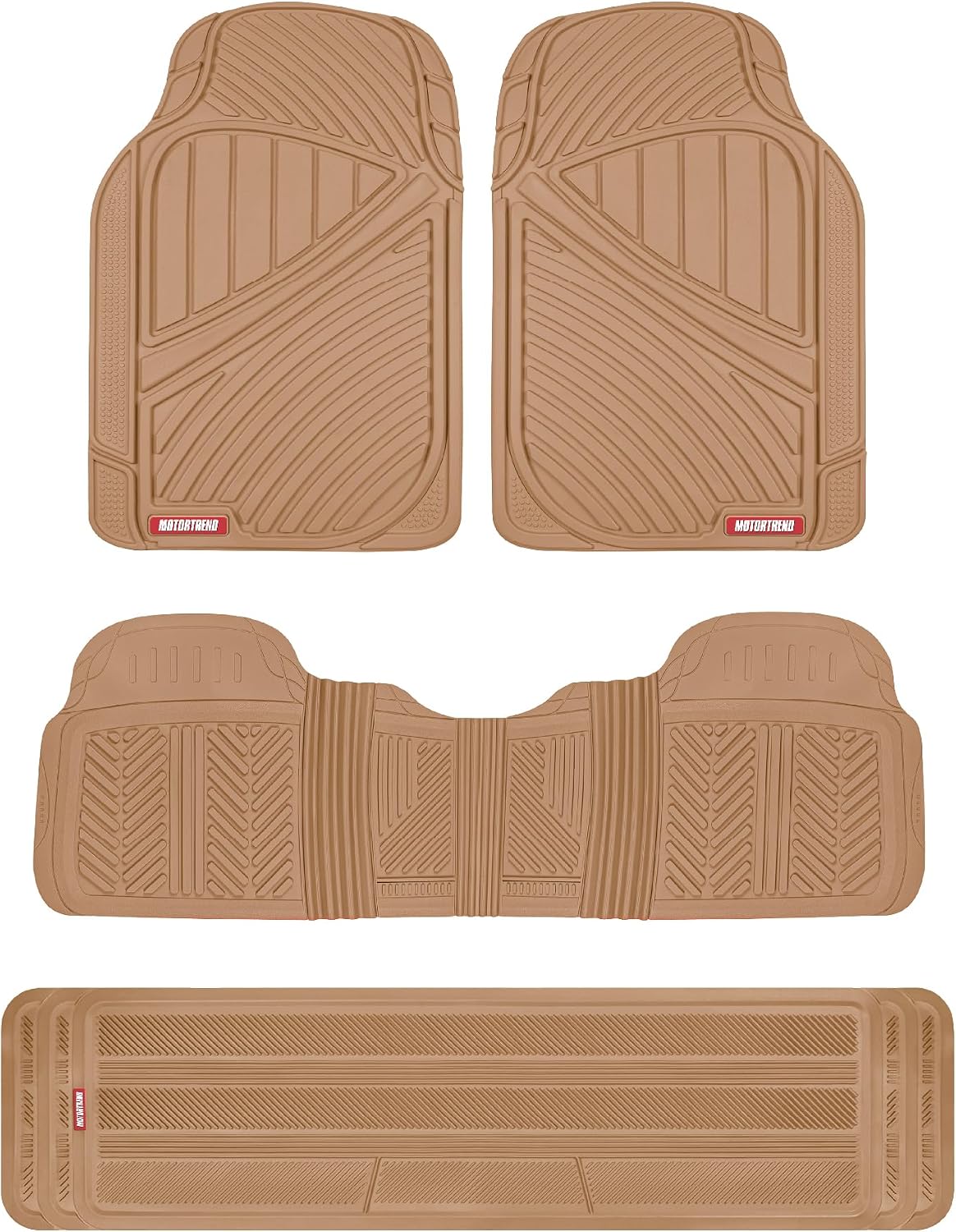 Motor Trend 3-Row Rubber Floor Mats & Liners for Car SUV Van 7 Seater, 6 Seater, 8 Seater 3rd Row Car Floor Mats Heavy Duty All Weather Full Interior Protection, FlexTough Avanced Performance