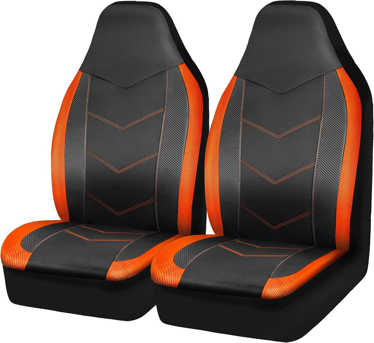 PIC AUTO Car Seat Covers - High Back Front Seat Covers, Sports Carbon Fiber Mesh Design, Universal Fit, Airbag Compatible (Blue)