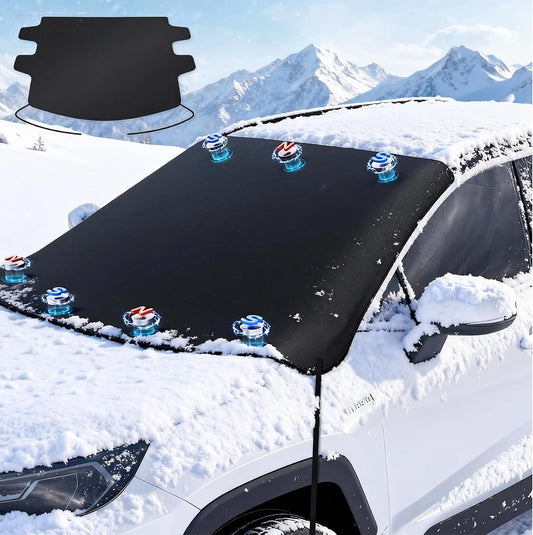 Wigoo 2025 Upgrade All-Season Car Windshield Cover - 600D Heavy-Duty Magnetic Cover for Snow/Sun/Dust/Rain, Fits Sedans & Small to Mid-Size SUVs, Year-Round Car Shield Outdoor Accessories