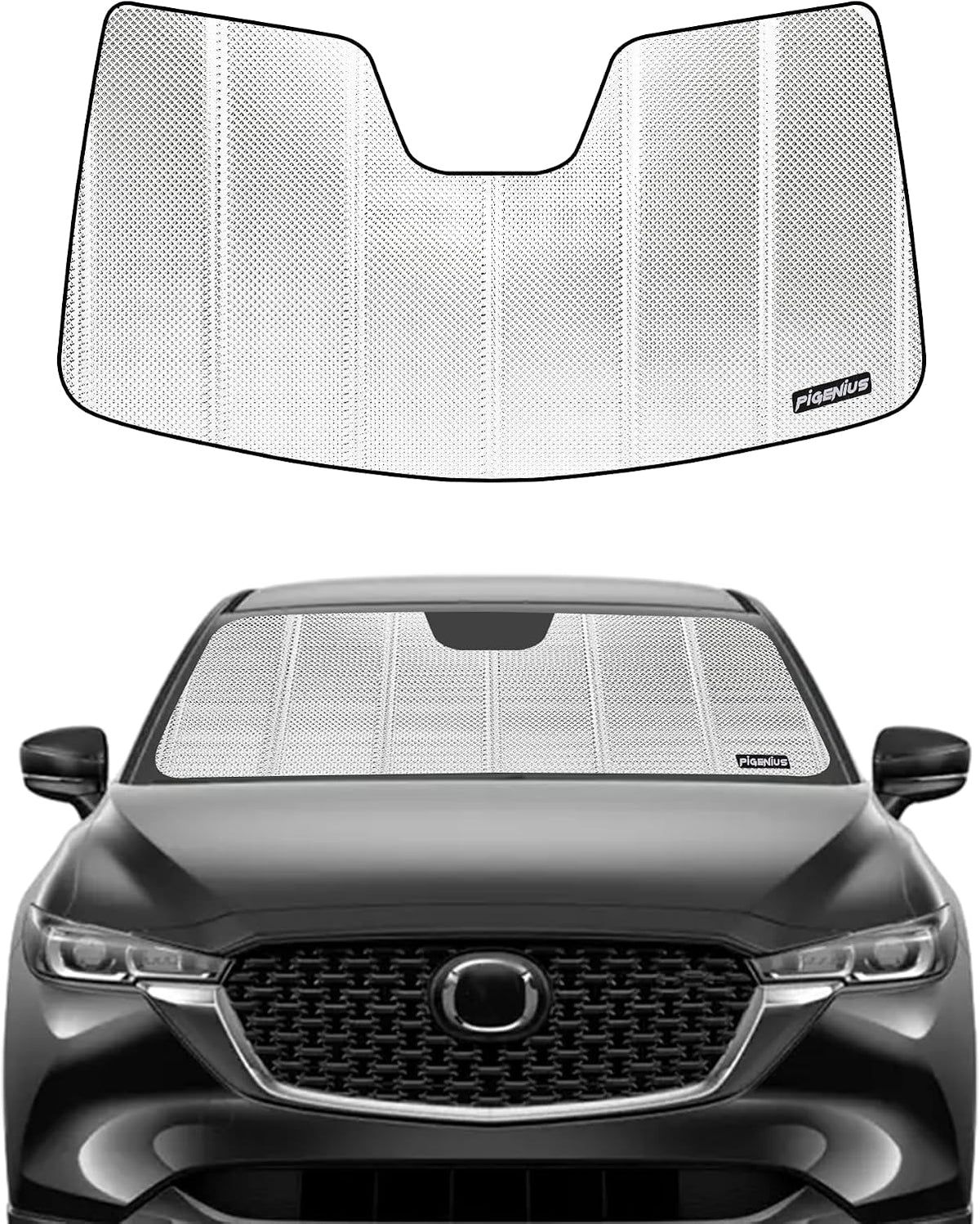 Pigenius Windshield Sun Shade for Mazda CX-9 2016-2023 Front Window Sunshade - Metallic