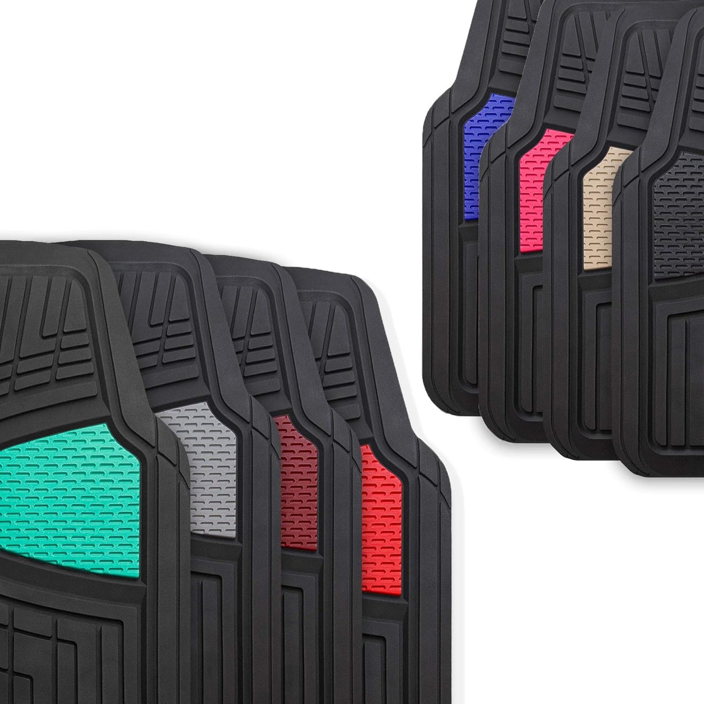 FH Group Automotive Floor Mats - Heavy-Duty Rubber Floor Mats for Cars, Universal Fit Full Set, Climaproof Floor Mats, Trimmable Floor Mats for Most Sedan, SUV, Truck Floor Mats Pink