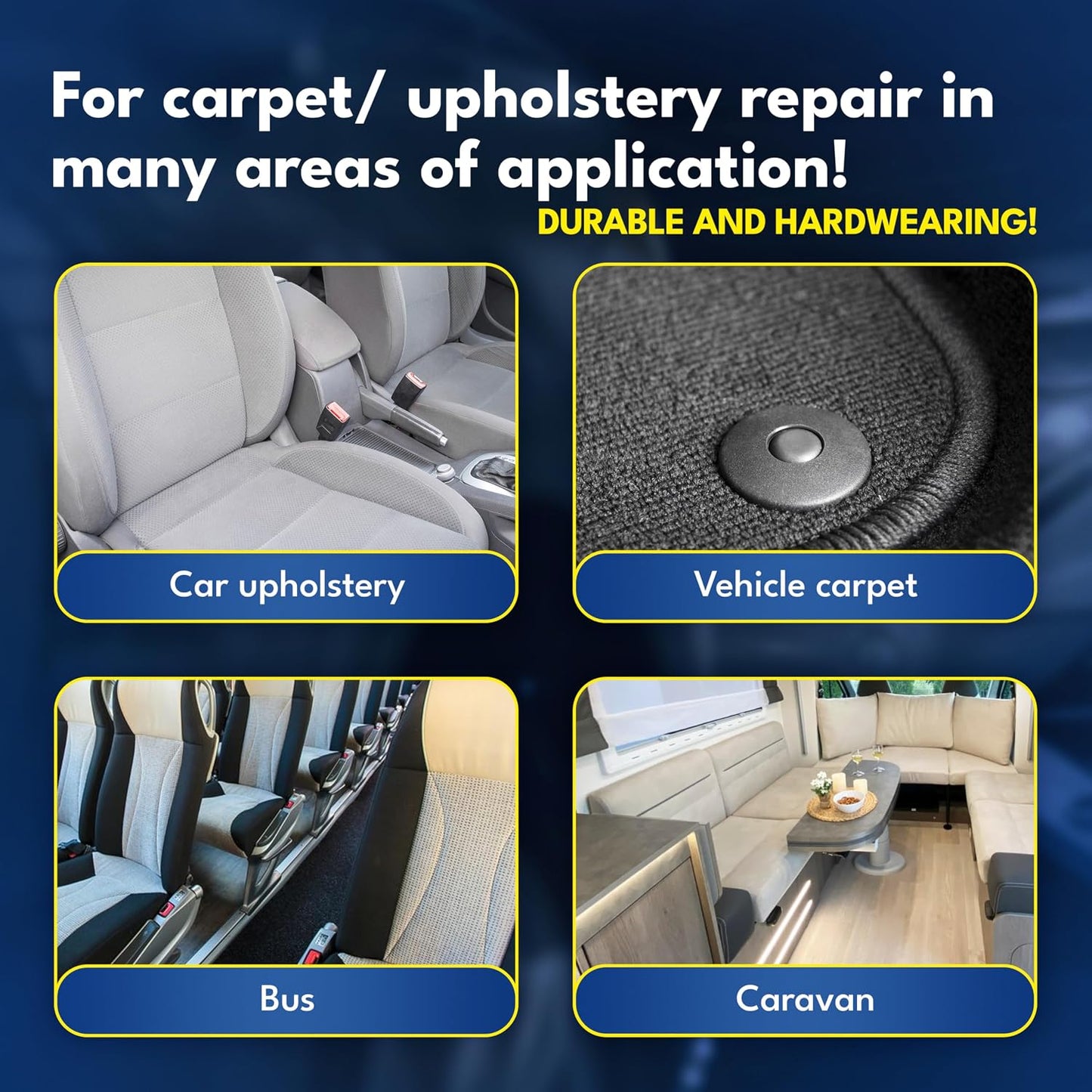 ATG Upholstery Repair Kit - Car Seat Repair Kit Fabric - Fabric Repair Kit - Carpet Repair Kit - CarSeat Patch - Burn Hole Repair Kit - Sofa Repair Kit - Car Seat Leather Repair
