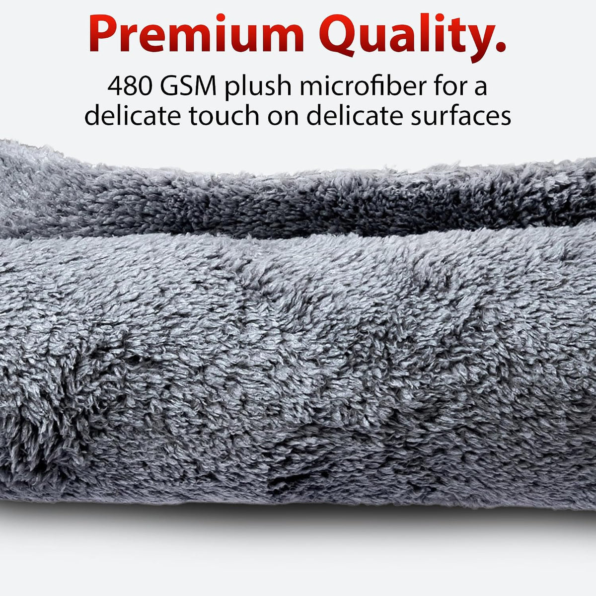 Adam's Borderless Grey Microfiber Towel (6pk) - Premium Ultra Soft Car Detailng Towel Cloths, 480gsm - Safe for Car Wash, Home Cleaning & Pet Drying Cloths (16 Inch x 16 Inch)