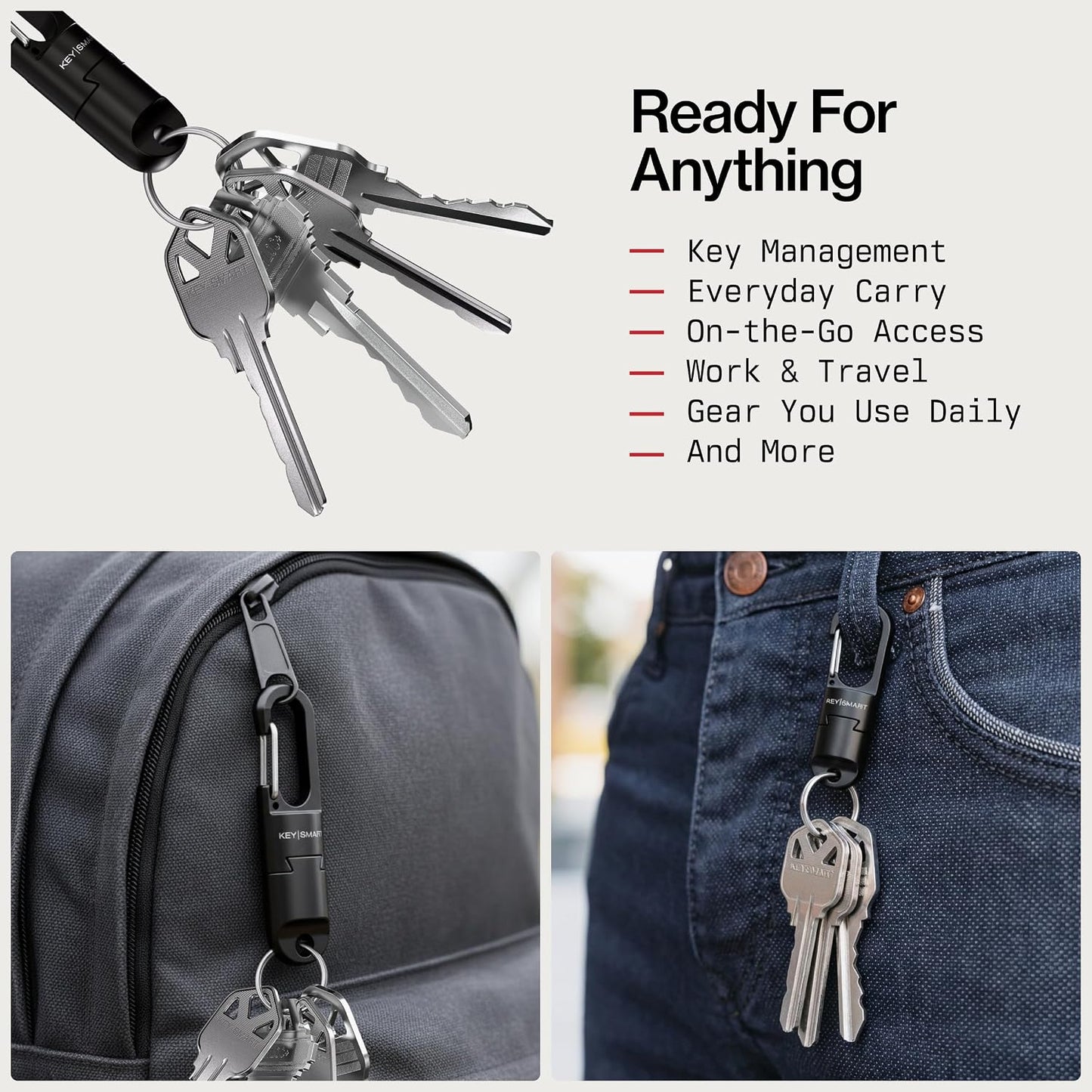 KeySmart MagConnect Pro Magnetic Key Holder for Purse, Key Chains for Car Keys - Detachable Key Ring Quick Release Keychain