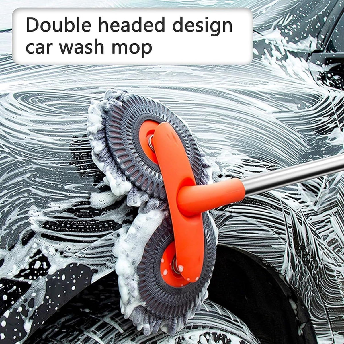 Retractable Car Wash Brush with Long Handle, Rotatable Long Handle Car Cleaning Kit, Brush Duster Scratch Free Cleaning Tool, Car Windshield Window Cleaning Kit, Microfiber Car Duster Dry Towels (1)