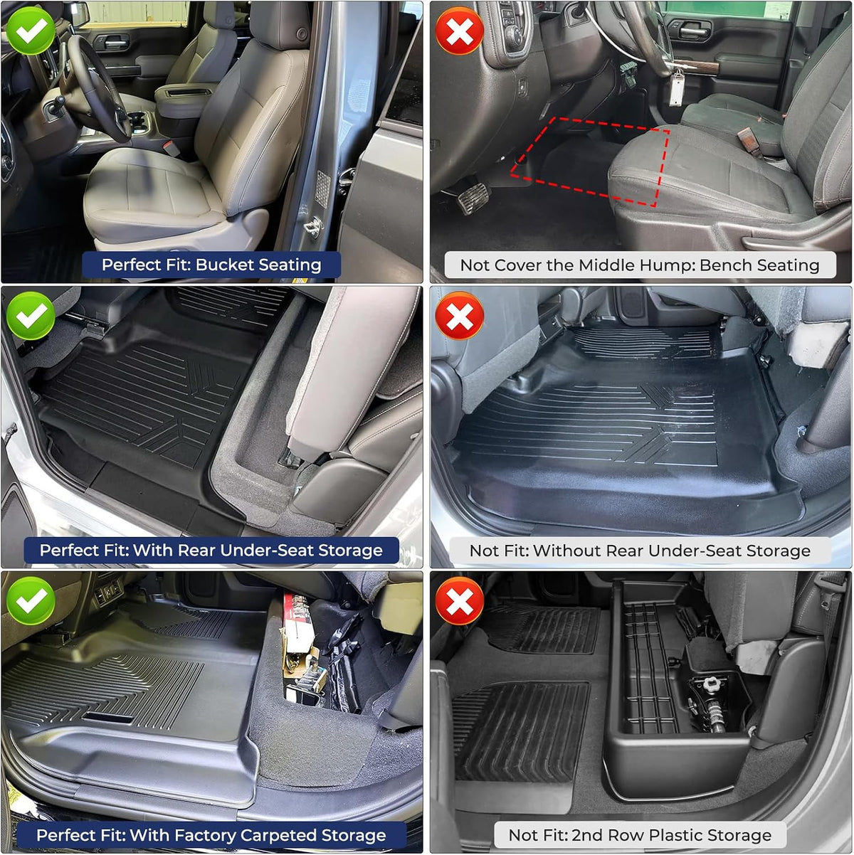 for Chevy Silverado for GMC Sierra Floor Mats 2019-2026 Crew Cab