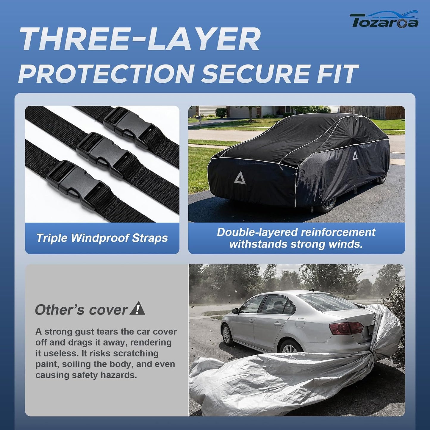 Hail Protector Car Cover for Sedan(Length:195"-208"),Waterproof All-Weather Anti Hail Thick Multi-Layered EVA with Sun Visor&Storage Bag for ES350, Models, Avalon, Impala etc