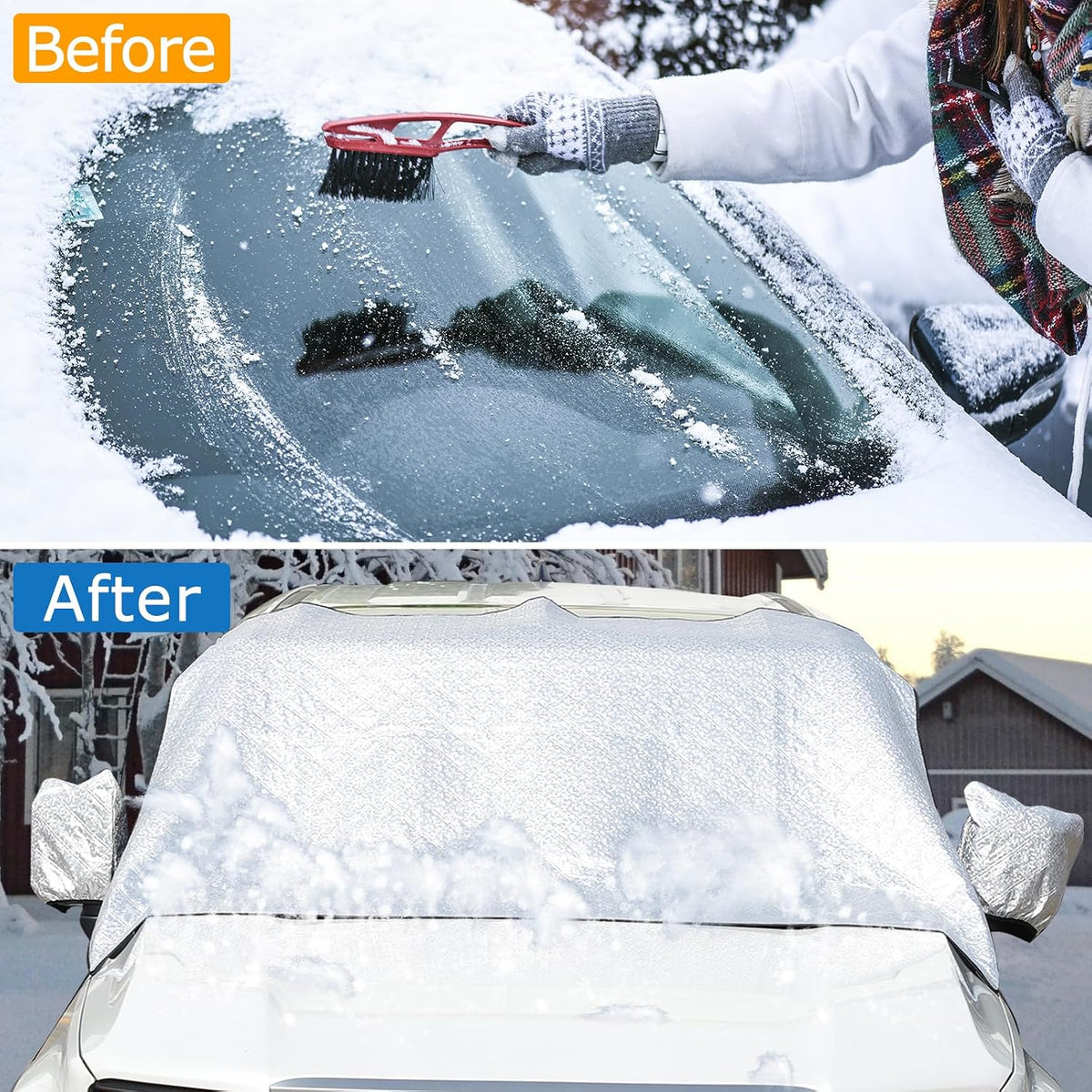 Car Windshield Snow Cover Compatible for 2024 2025 Toyota Land Cruiser Prado 250 J250 LC250, for Ice and Snow, UV & Frost Wiper Mirror Protector Windproof Sunshade Cover Accessories