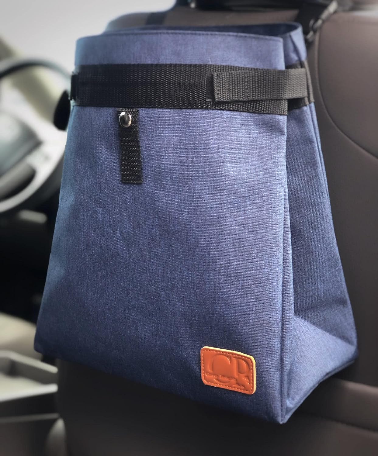 Car Trash Can Hanging for Headrest, Extra Large Waterproof Auto Garbage Bag Organizer, Collapsible Vehicle Waste Bin (Navy Blue)