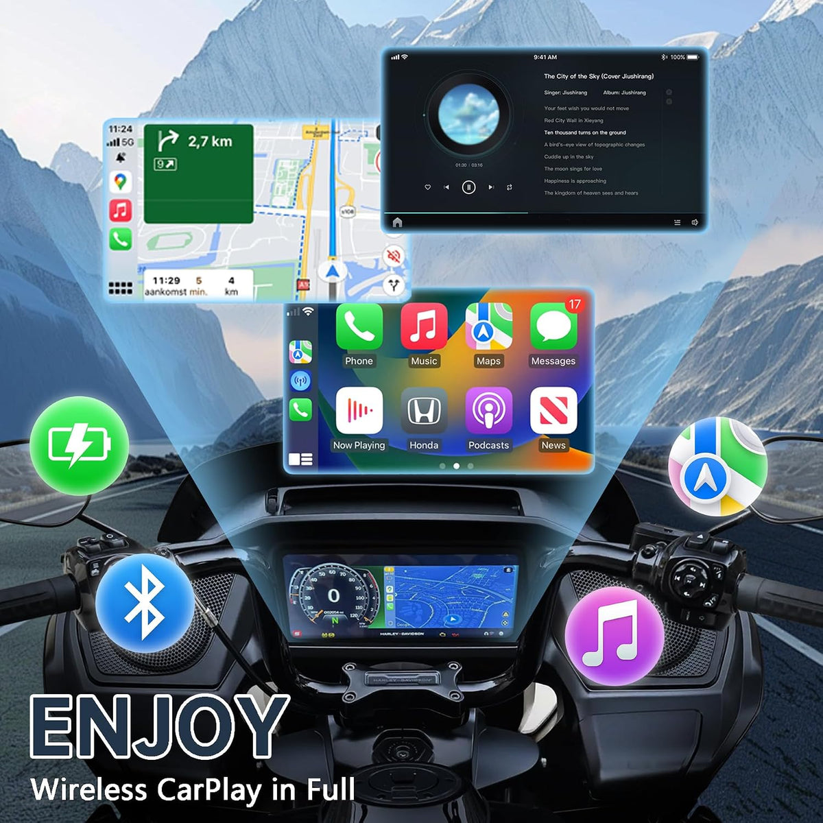 Bypass Motorcycle Wireless CarPlay Bluetooth Adapter