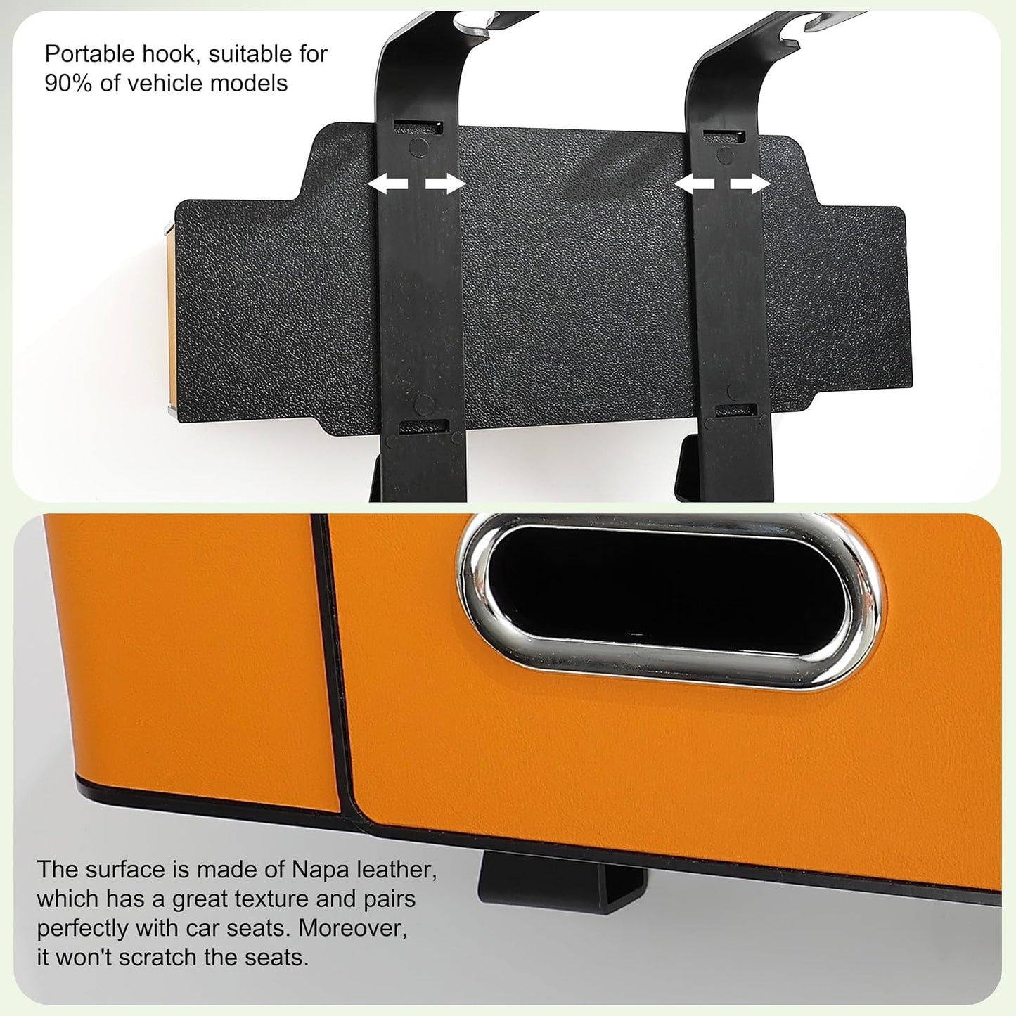 Amooca Back Seat Car Organizer, 4+2 in 1 Multifunctional Car Backseat Storage Box with 5 Cup Holders Tissue Box Hook, Car Interior Storage for Travel Phones Snacks Drinks(Orange)