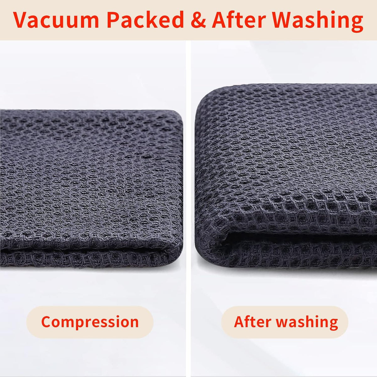 Homaxy 100% Cotton Waffle Weave Kitchen Dish Cloths 6-Pack, Dark Grey