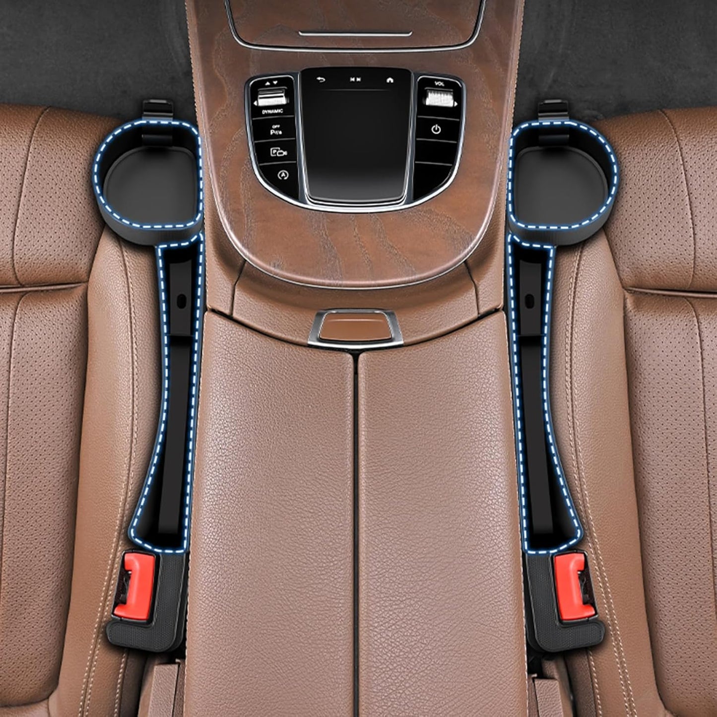 Car Seat Gap Filler, Seat Gap Organizer with Phone Holder, Car Seat Accessories, Car Organizer Fit Car SUV Truck-2PCS Black