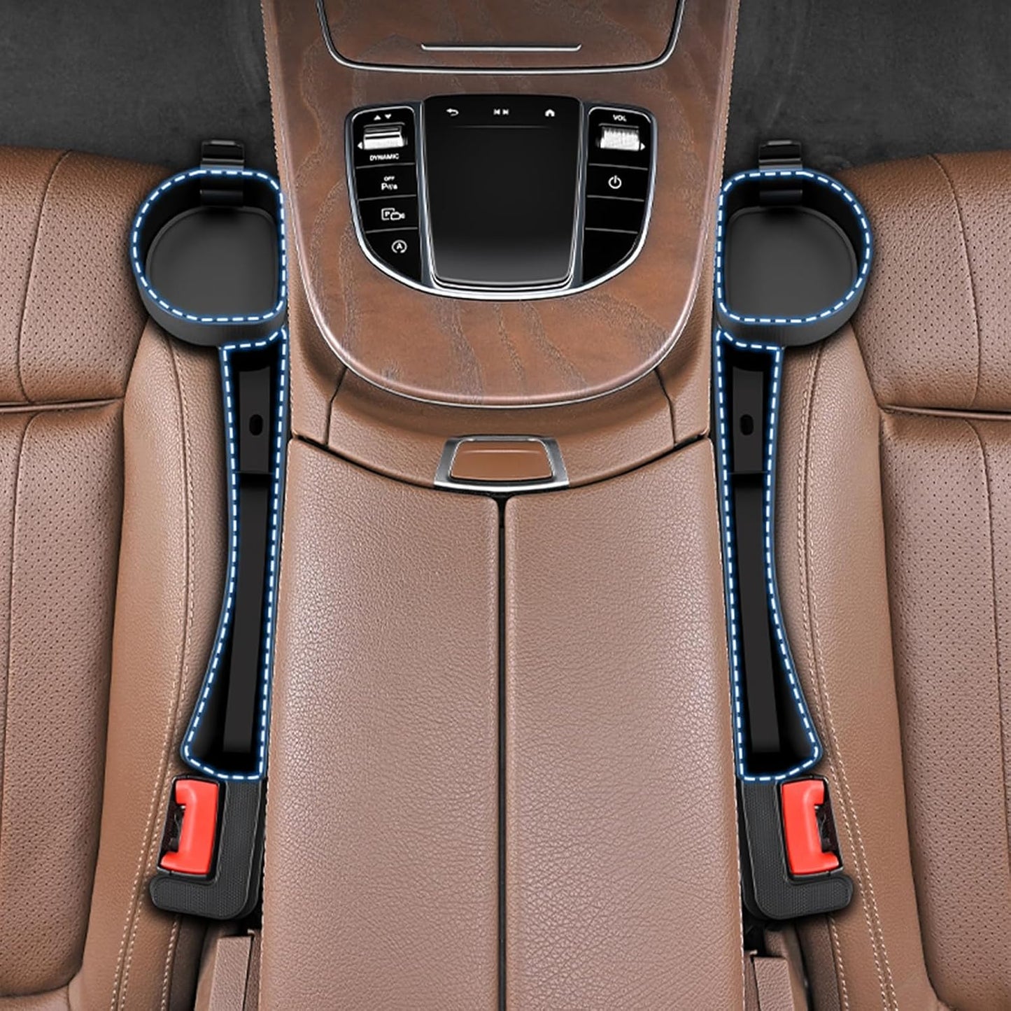 2026 Upgraded Car Seat Gap Filler with Holder and Hook, Car Seat Accessories Interior, Car Seat Gap Plug with Storage Slot, Car Organizer Fit Sedan SUV Truck, 2 Pack Black