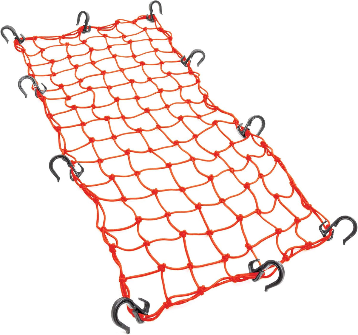 Powertye 15in x 30in Elastic Cargo Net with 10 Adjustable Hooks and Tight 2in x 2in Mesh, Orange