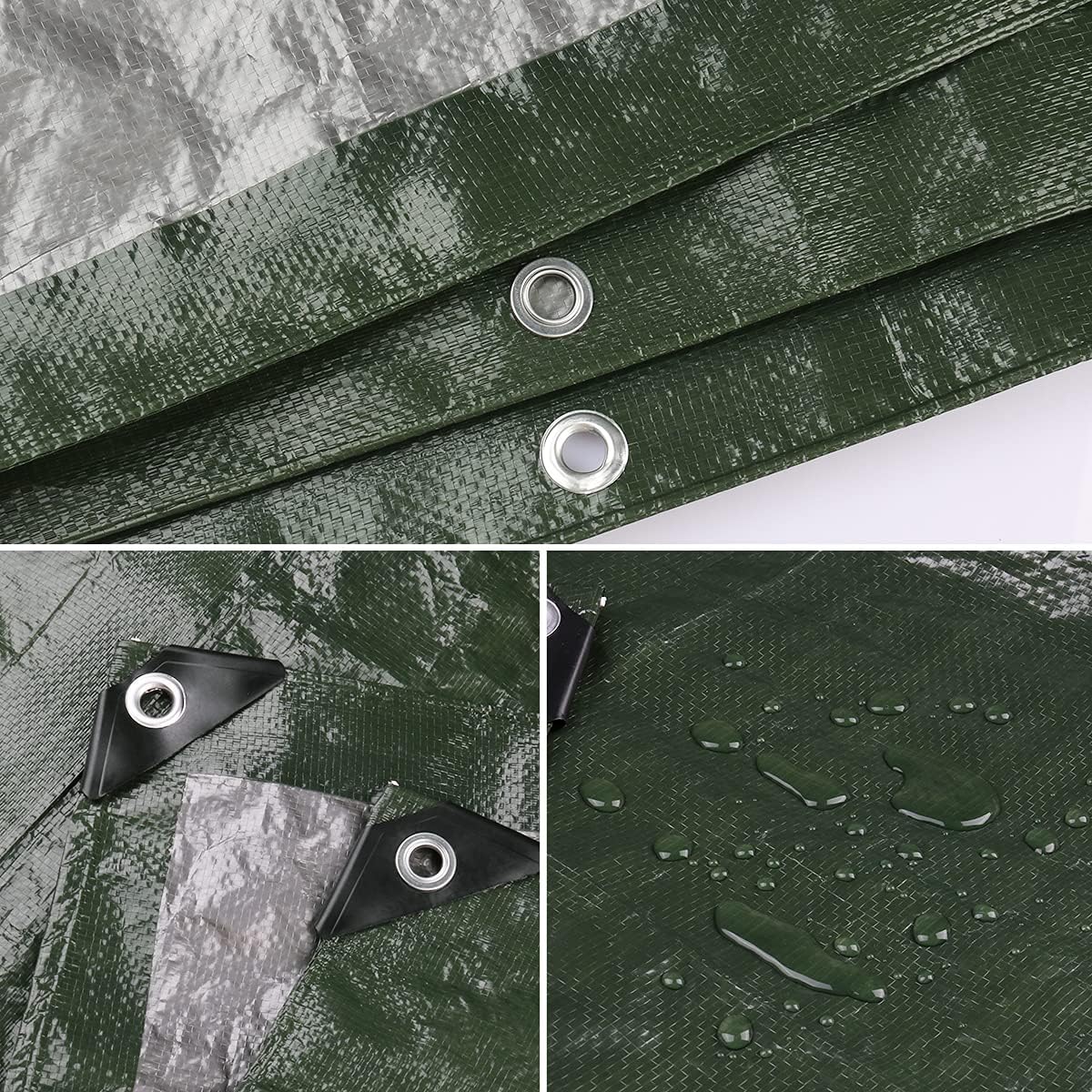 Onarway Poly Tarps Waterproof for Outdoor: Green Tarpaulin 6Mil Thicken 8x8 Ft 2Packs- Anti-UV Waterproof Tarp Cover with Grommets Multipurpose for Boat Pool Roof Camping