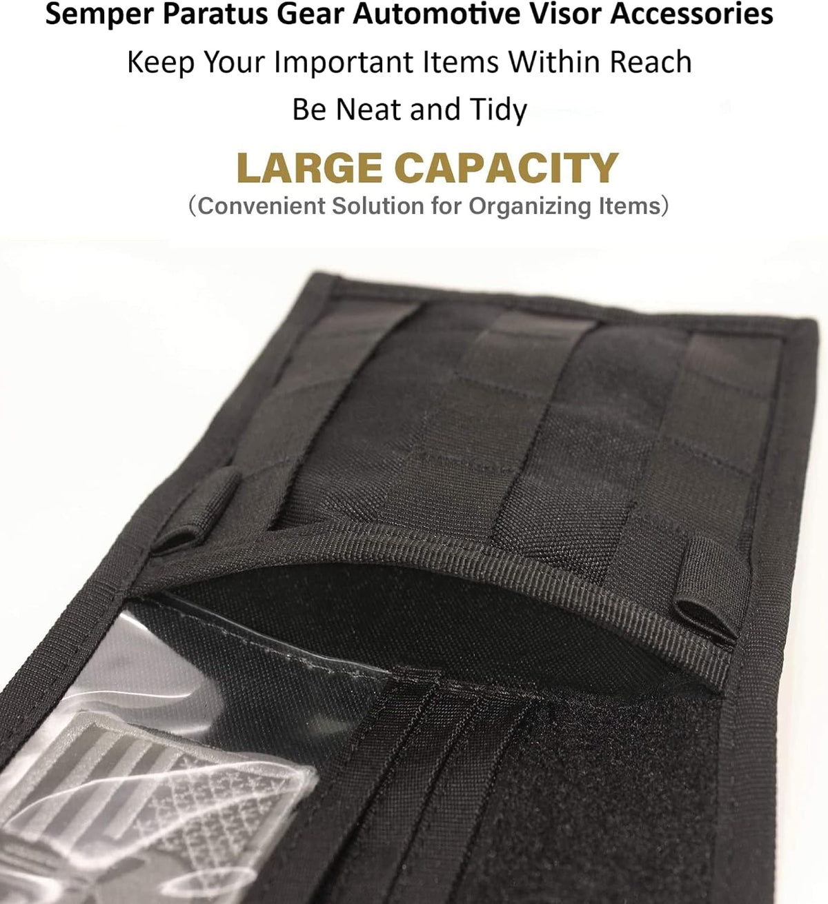 Car Sun Visor Organizer MOLLE Panel w/Multitools - Dad Gift, Black