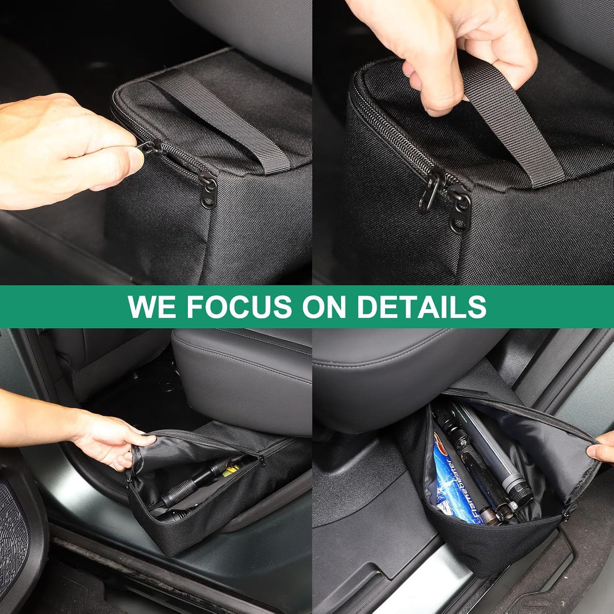 Under Seat Organizer for Hummer EV Accessories Backseat Rear Hidden Under Seat Storage Bags Portable Waterproof Foldable Storage Tool with Handle for Hummer EV SUV Pickup 2024 2025 2026