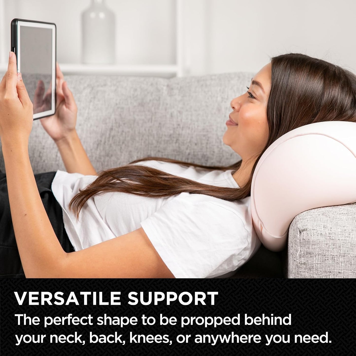 Brookstone Squishy FOM Cushion Pillow - The Original Stretchy, Comfy, Colorful Pillow for Neck, Lumbar Support, and Bed - for Sleeping, Car, Travel - Small Pillow, Apricot, 12 x 7 Inches