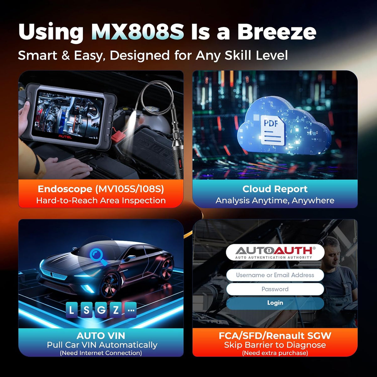 Autel Scanner MaxiCheck MX808S: All System Bidirectional OBD2 Scan Tool