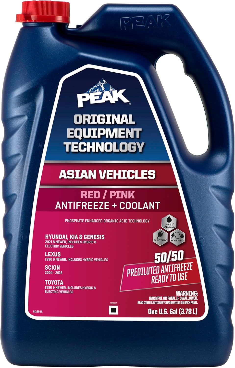 PEAK OET Extended Life Red/Pink Concentrate Antifreeze/Coolant for Asian Vehicles, 1 Gal.