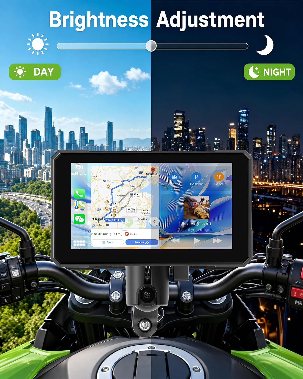UNITOPSCI 5'' Motorcycle CarPlay Screen, Motorcycle with Dual 1080P Dash Cam, Supports Wireless A-pple CarPlay Android Auto Screen with GPS Navigation Moto Bluetooth IP67 Waterproof