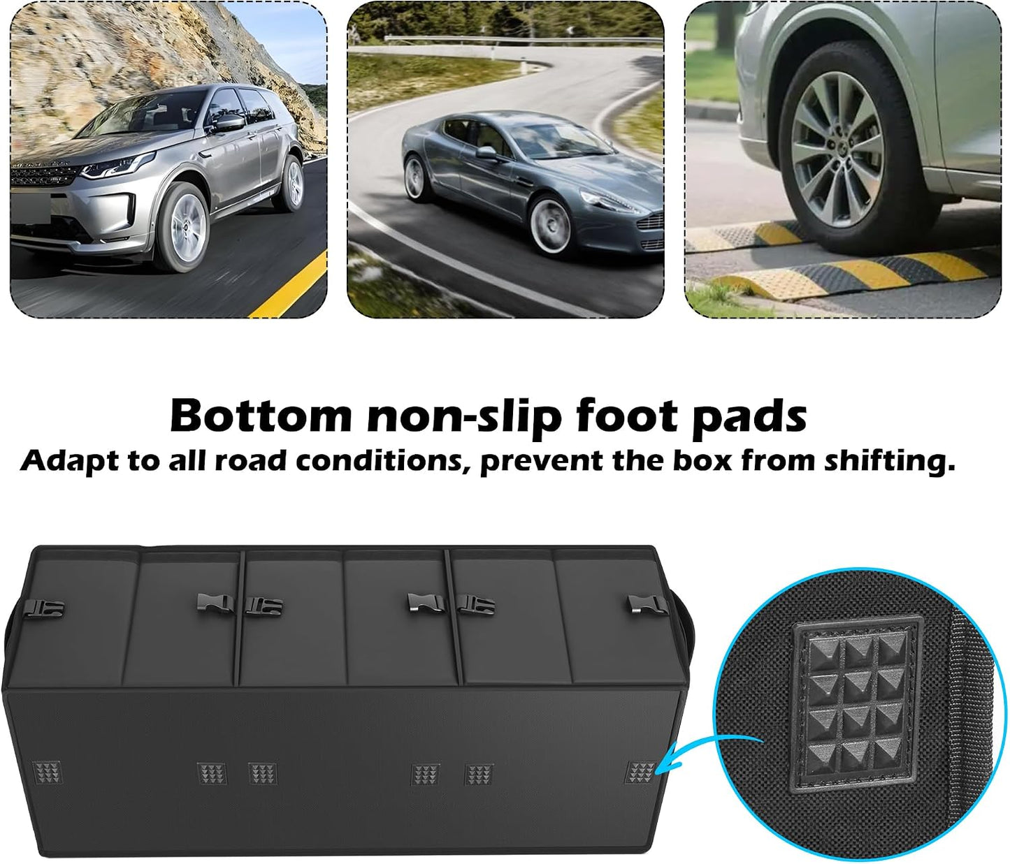 Car Trunk Organizer, 3 Compartment Collapsible Car Trunk Storage Organize with Lid, Non-Slip Bottom, Cargo Organizer for Car Accessories, Trunk Organizer for Car/SUV/Truck