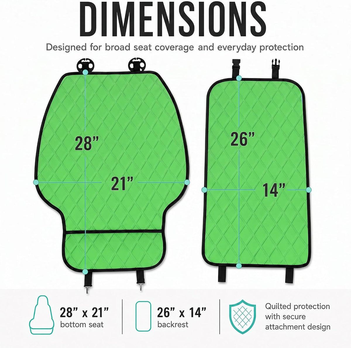 FH Group Car Seat Cushion – Neosupreme Single Front Seat Cover with Front Pockets, Airbag Compatible, Universal Fit Car Seat Cushion for Driver or Passenger Seat, SUV, Truck, Sedan & Van – Green