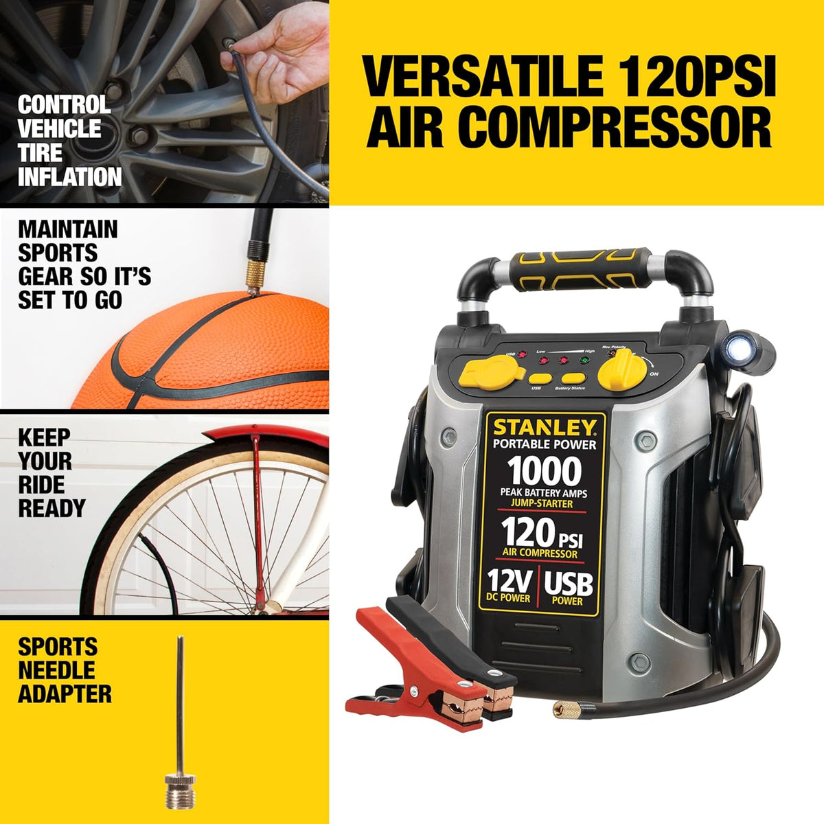 STANLEY J5C09 1000 Amp Jump Starter with Compressor