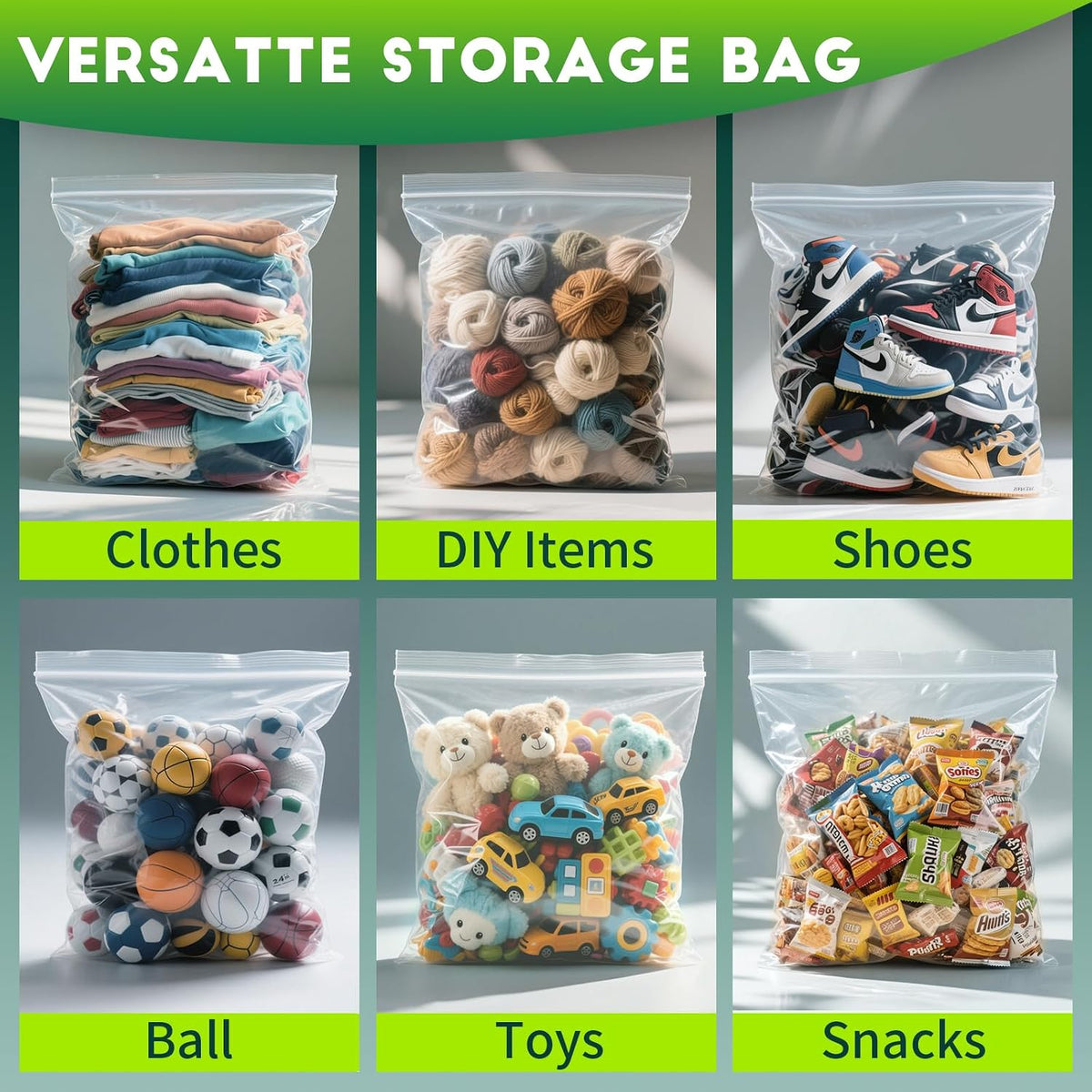 TUXIYA 30PACK 10 Gallon Extra Large Zipper Plastic Bags for Storage 24"x24"
