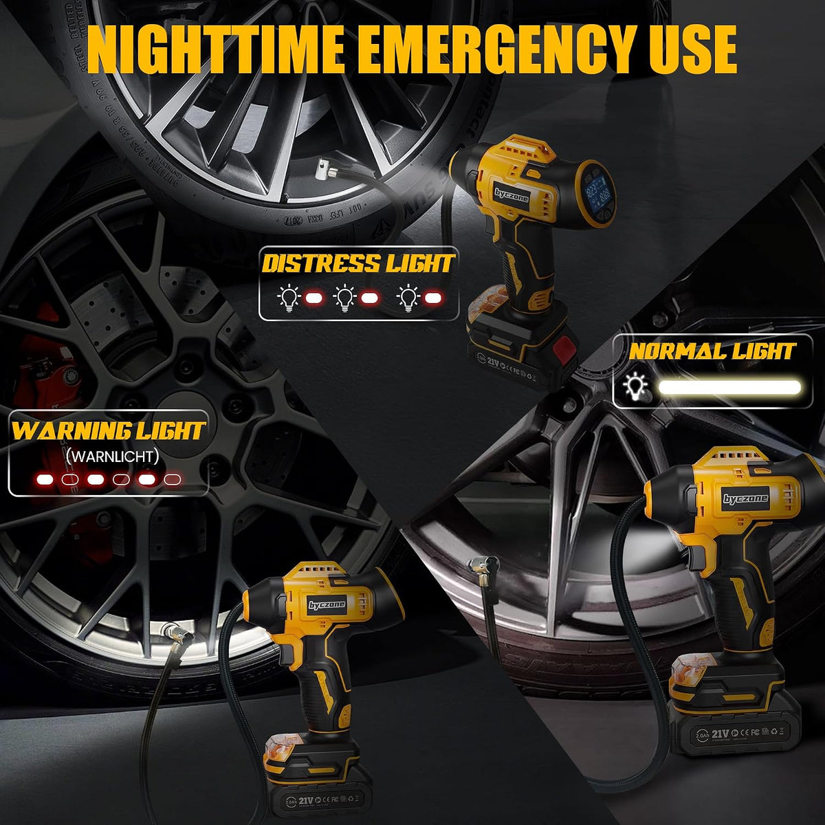 160 PSI Cordless Tire Inflator, 12V DC Dual Power, 2000mAh Battery