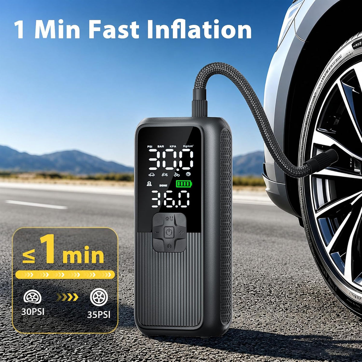 Tire Inflator Portable Air Compressor For Car Tires Bike Motorcycle & Balls