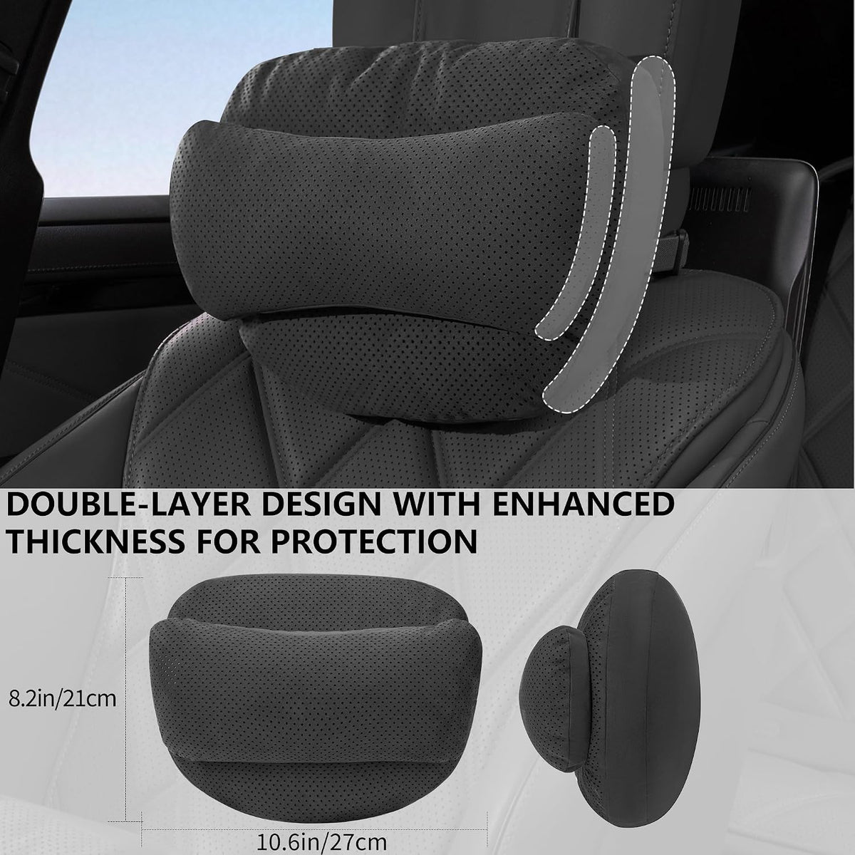2 Pack Car Neck Support, Ergonomic Drive Seat Head Cushion Pillow