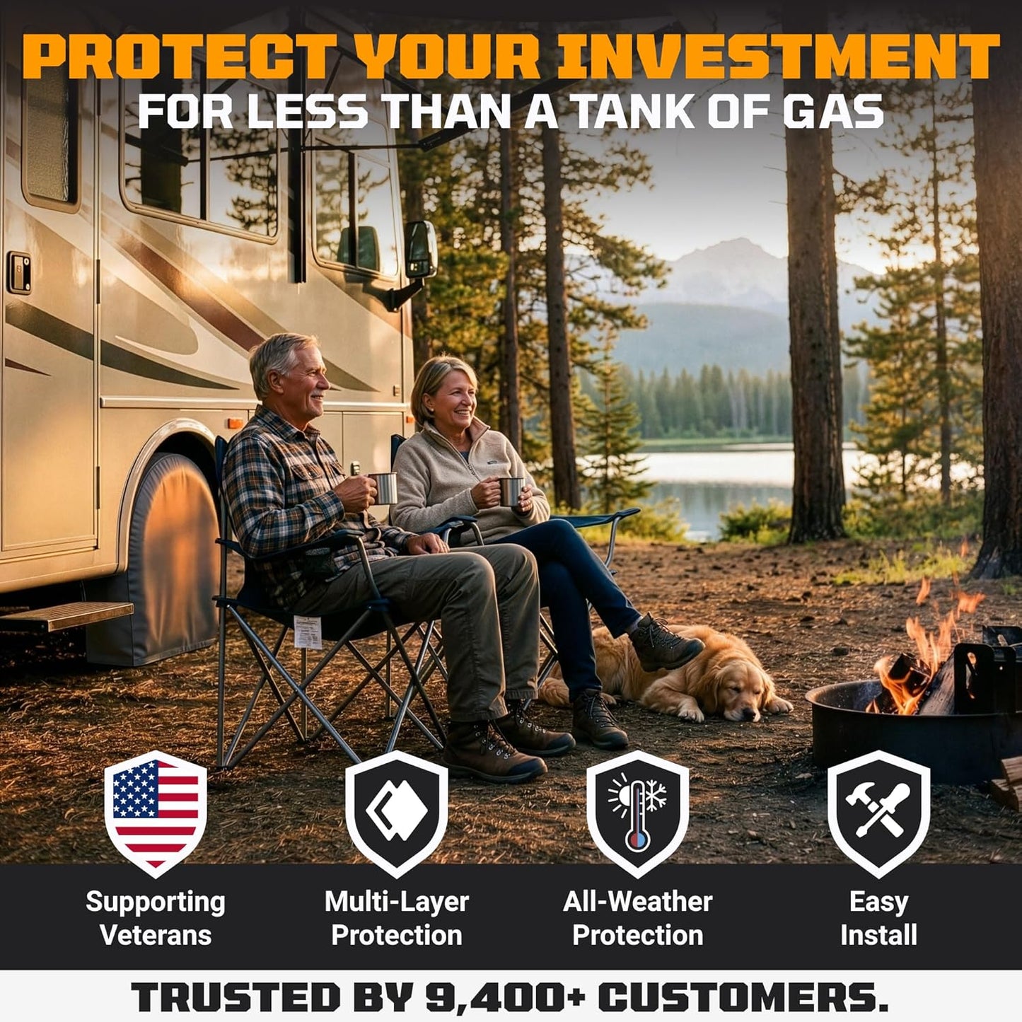 TIRESHIELD PRO Tire Covers Set of 4 - Heavy Duty All-Weather UV-Resistant Wheel Covers w/StormLock-System - Year-Round Protection for Your RV, Camper, Truck, Car & Trailer Tires w/ 26-28.75" Diameter