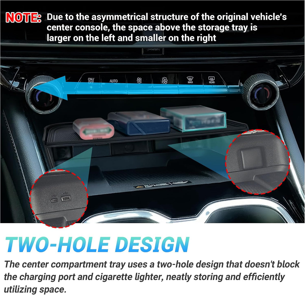Center Console Organizer Compatible with 2024-2026 Chevy Traverse Accessories, Divider Compartment Tray＆Console Bottom Storage Box＆Armrest Hidden Insert Tray (Not fit 2024 Traverse Limited)