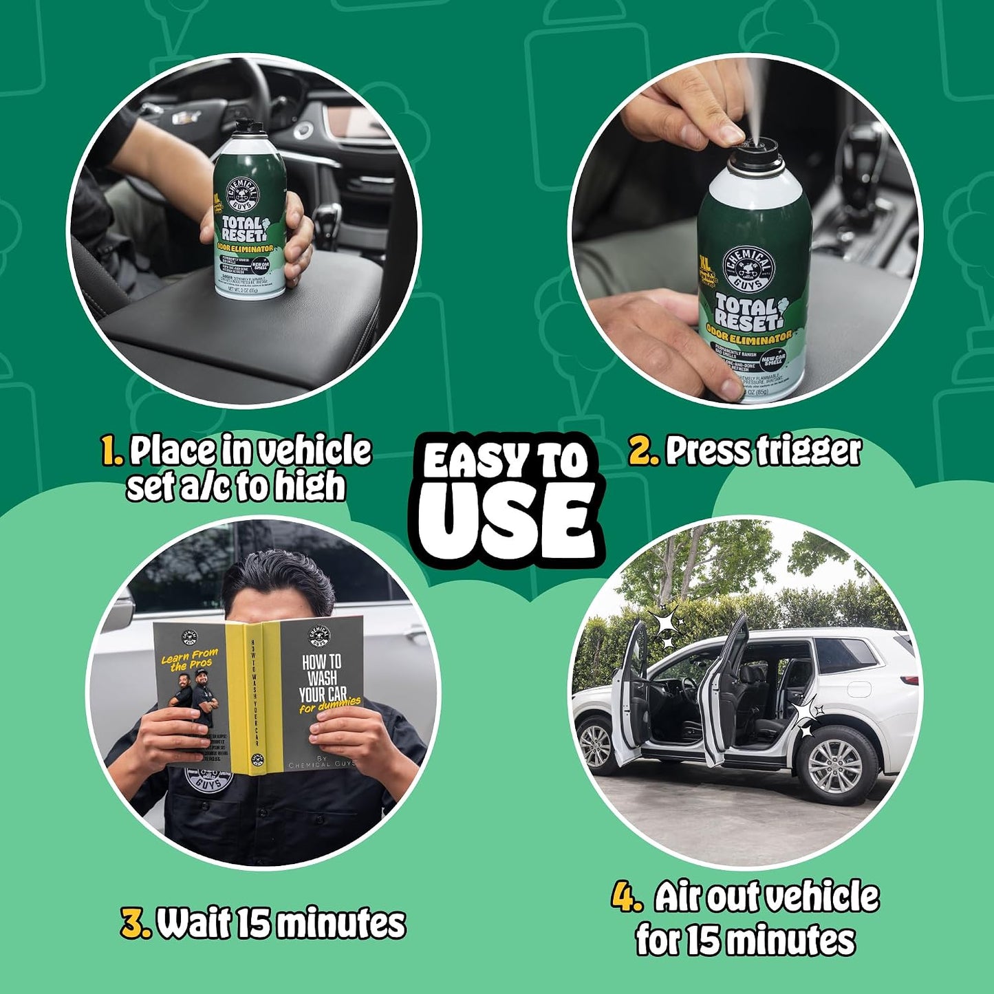 Chemical Guys New Car Smell Odor Eliminating Fogger 3 Pack | For smoke, pet, food, and gym odors in cars, trucks, and SUVs, 3 oz each, for smoke pet food and gym odors in any vehicle