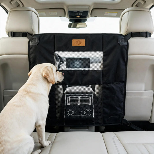 Dog Car Backseat Barrier – Padded Durable Nylon Net Pet Barrier with Mesh Windows | Vehicle Travel Dog Fence, Universal Fit for All Cars, SUVs & Trucks, Easy to Install and Adjust
