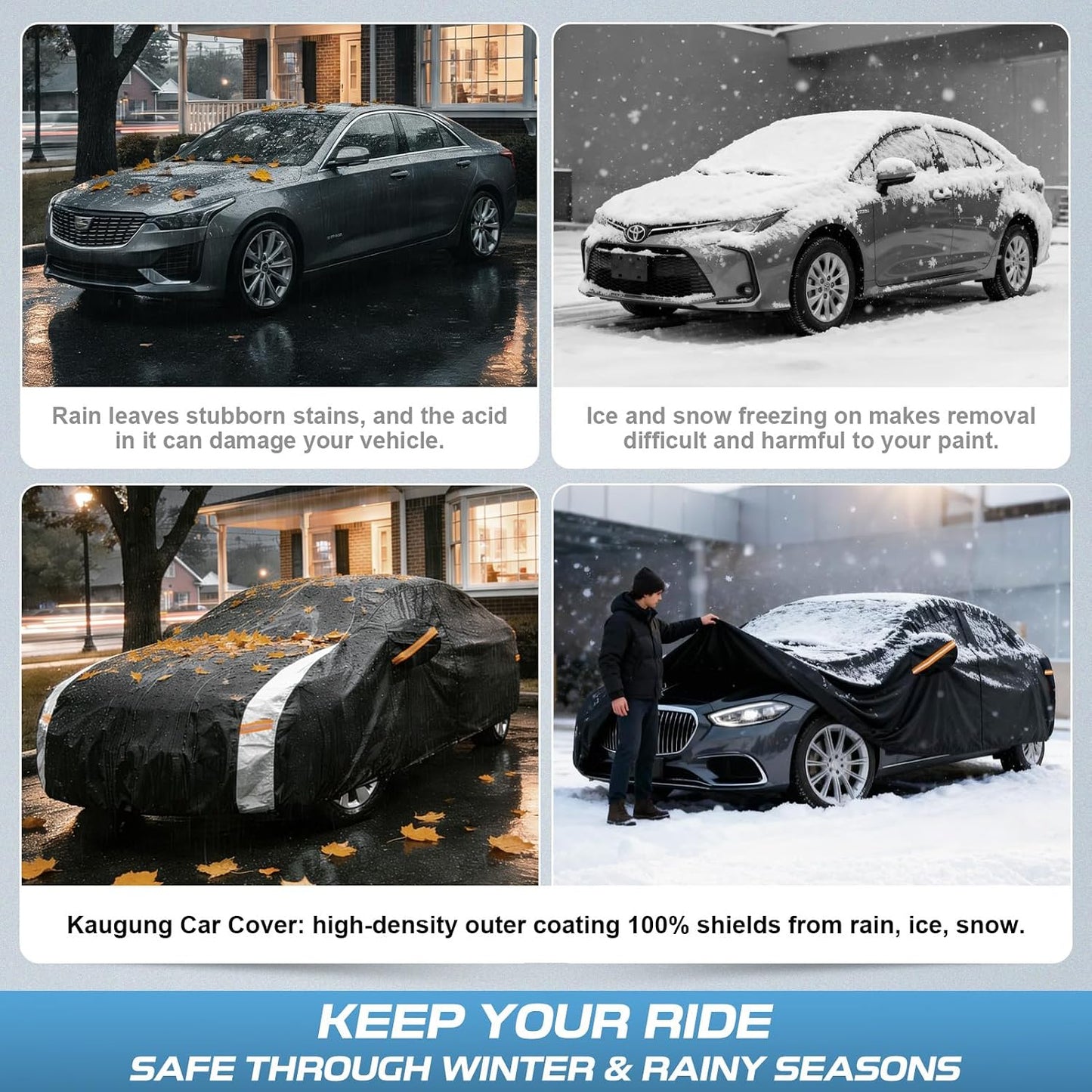 Kaugung 10 Layers Car Cover Custom Fit for Honda CRV CR-V (1995-2026), 100% Waterproof Full Exterior Cover with Vents, Towel & Repair Patches, Outdoor Rain Snow Sun UV Protection.
