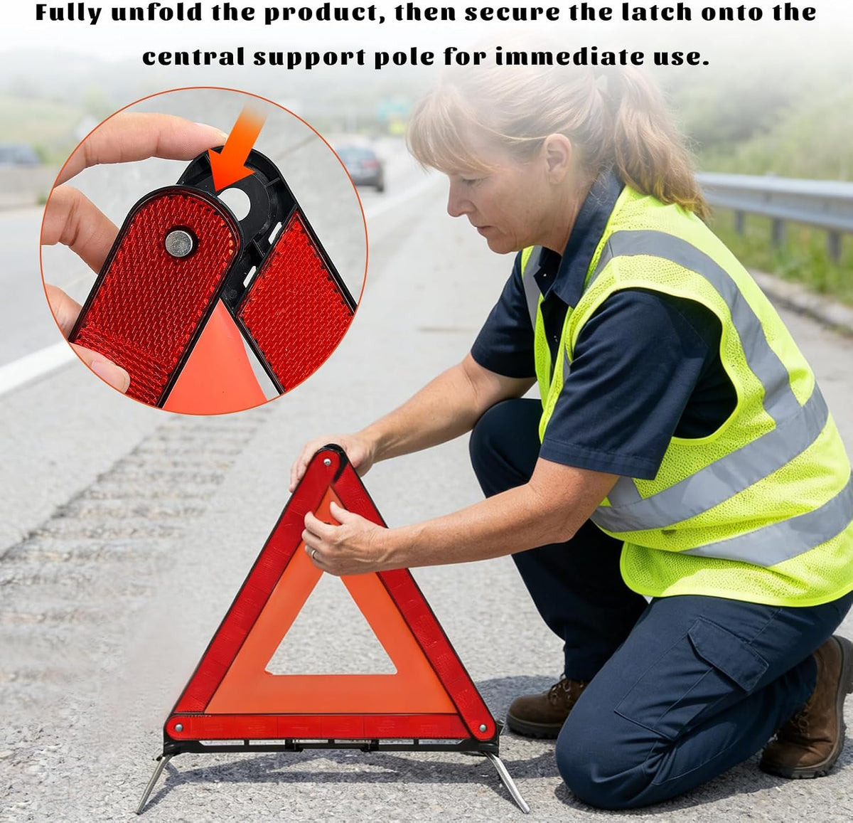 3 PCS Triangle Warning Frame, Reflective Emergency Triangle Safety Sign with Storage Case, Foldable Roadside Safety Triangles Warning Reflector for Vehicles Breakdown