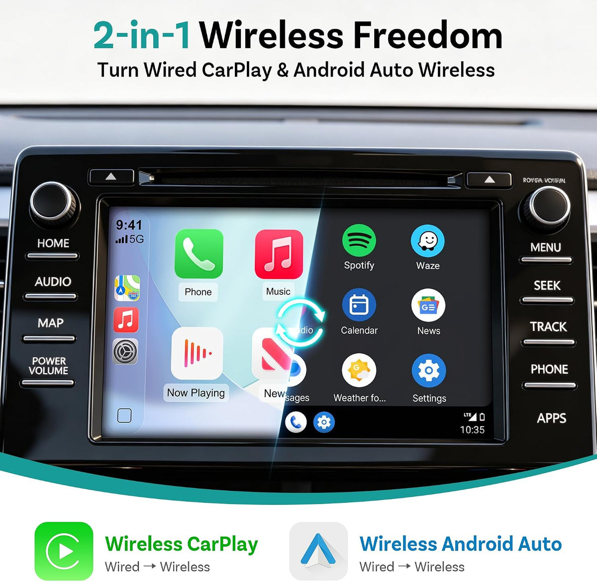 OTTOCAST Mini Nova Wireless CarPlay & Android Auto Adapter, 2026 Upgraded