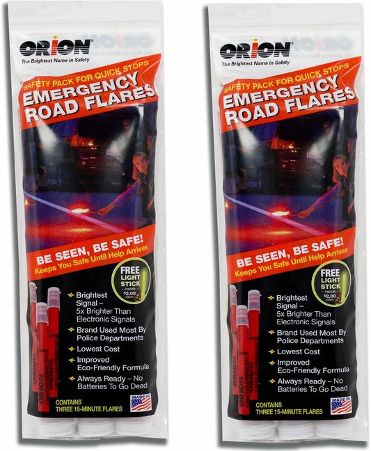 ORION Safety Products - 15 Minute Road Flares (1 Pack of 3 Flares) - 2 Pack