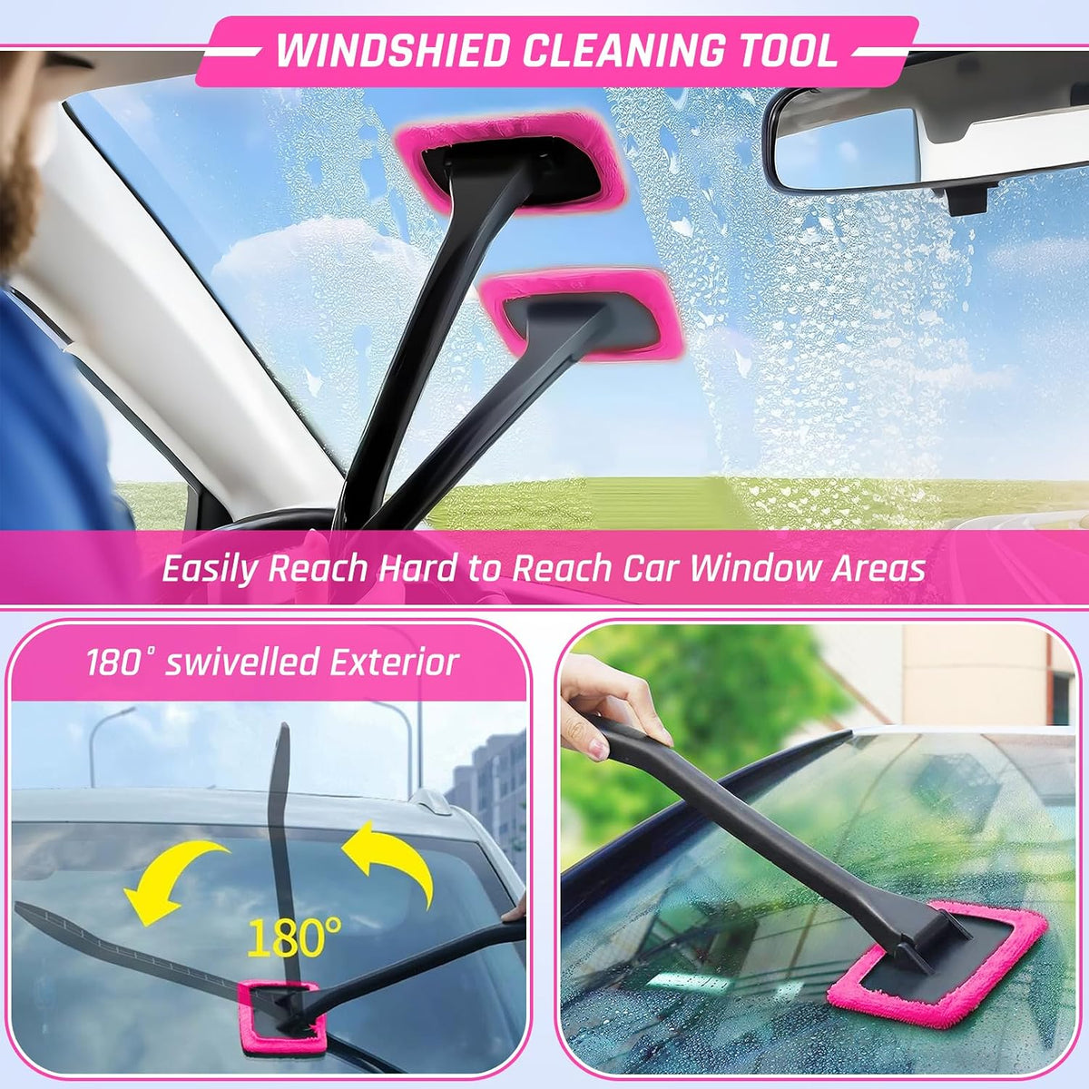 34PCS Car Detailing Brush Set, Car Detailing Kit, Car Detailing Brushes, Car Cleaning Kit, Professional Car Care kit - Car Wash Brush kit for Interior Exterior Wheels, Pink Car Accessories for Women