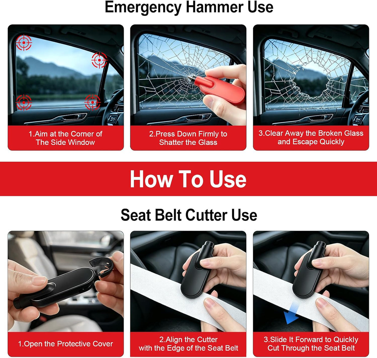 2026 New Car Escape Tool for Driver Crash/Water, Car Emergency Escape Tool
