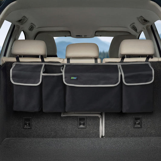 JOYSKY Hanging Trunk Organizer for SUV – Backseat Car Storage Bag, Large Collapsible Backseat Trunk Organizer with Adjustable Straps, Space Saving Car Organization Accessories for Truck MPV Van