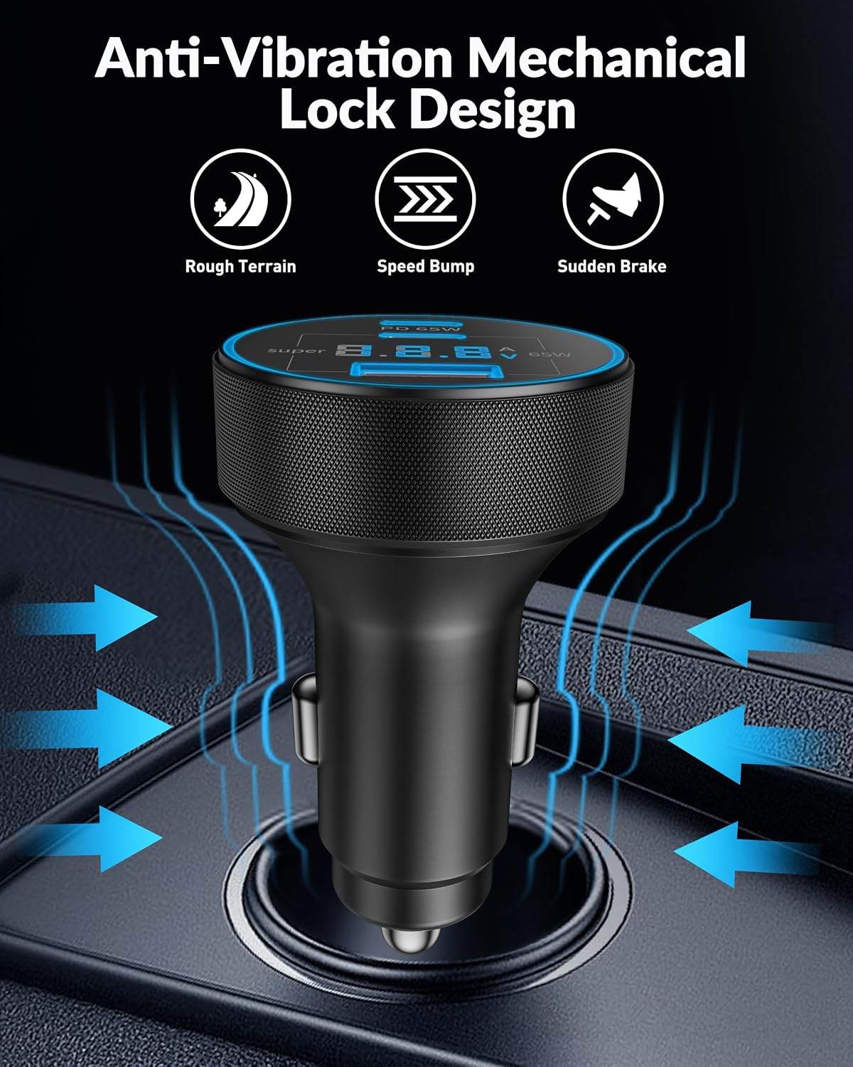 Car Charger USB C, 130W 3-Port Fast Cigarette Lighter USB Charger Adapter