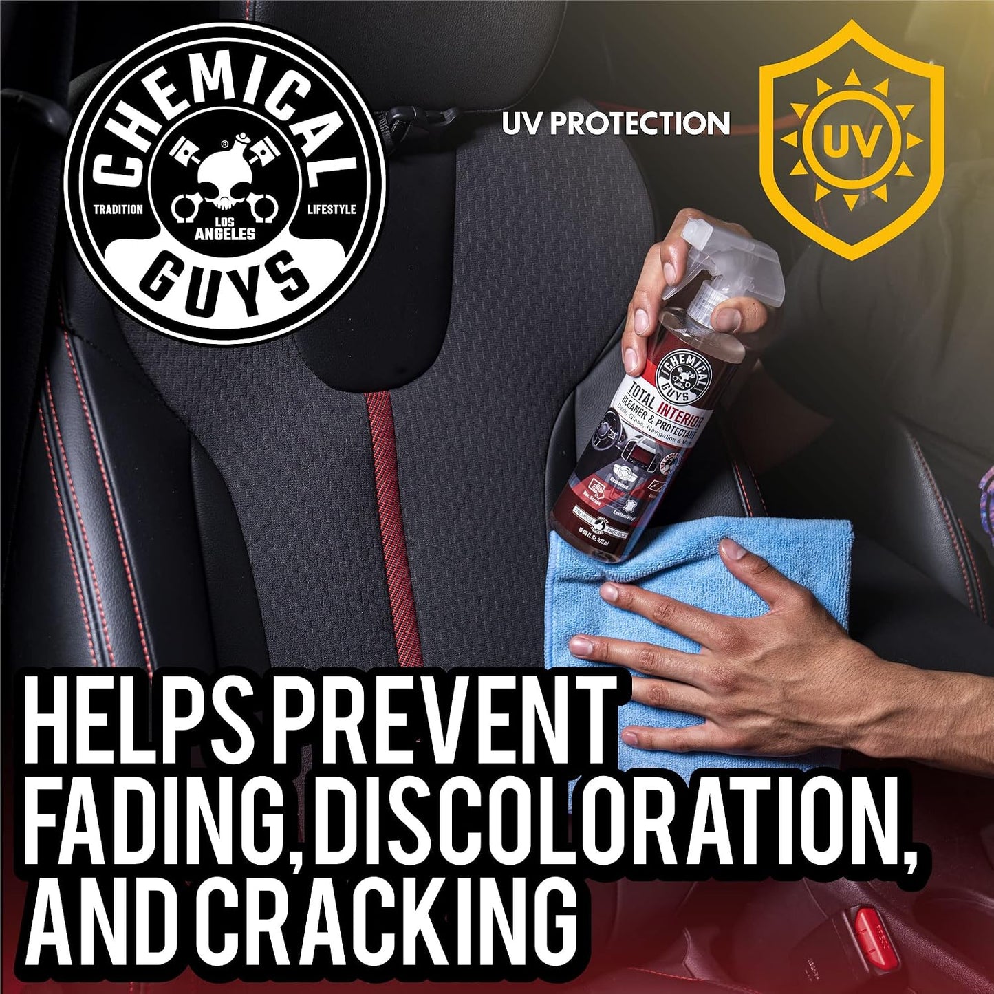 Chemical Guys, Total Interior Cleaner &amp; Protectant, Black Cherry, 16 oz | Cleans leather, vinyl, plastic and glass in one step with a Black Cherry scent and a fresh, factory-style finish