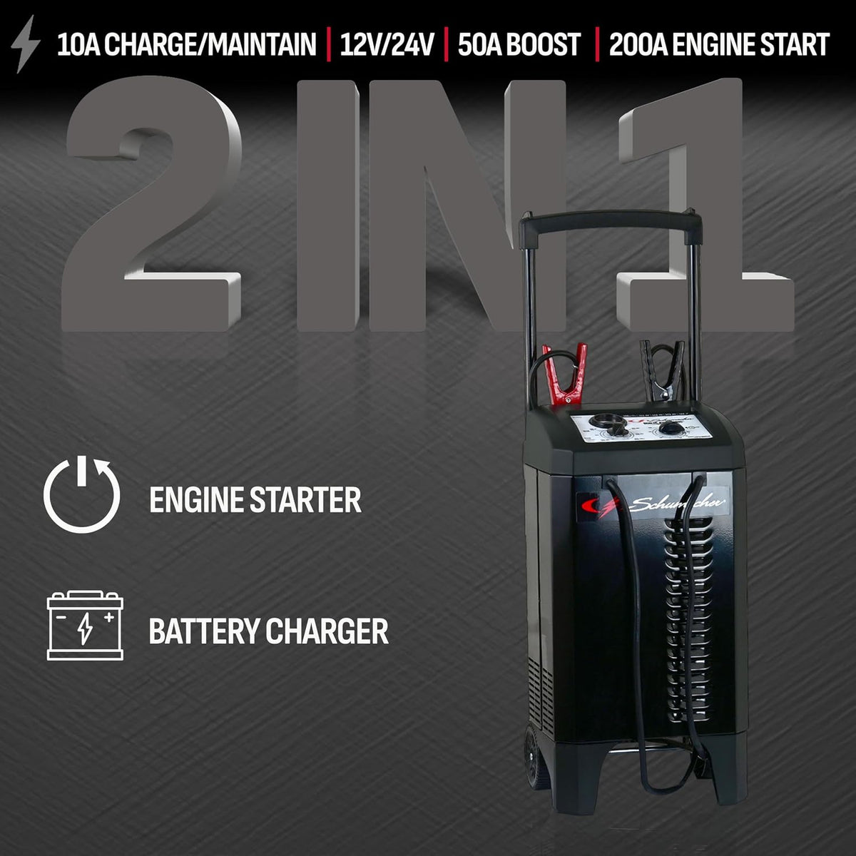Schumacher Electric Wheeled 10A Car Battery Charger & Maintainer – SC1633